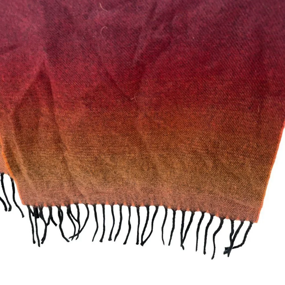 Cashmere Red/Orange Ombre Scarf Made in Scotland Scottish 100% Cashmere Unisex